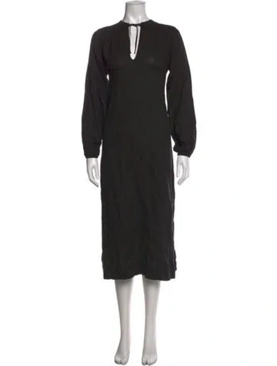 Pre-owned James Perse Linen Midi Length Dress In Black