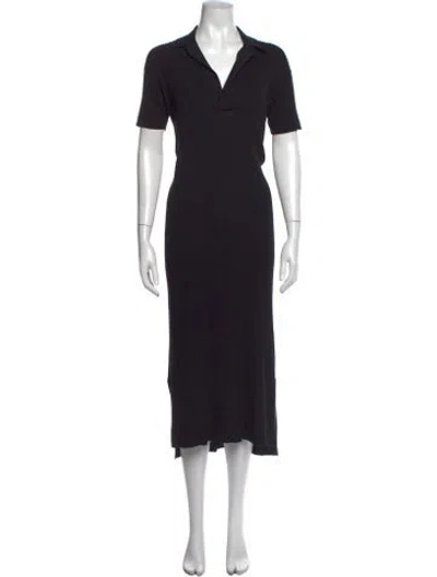 Pre-owned James Perse Linen Midi Length Dress In Black