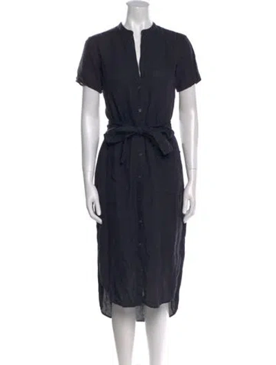 Pre-owned James Perse Linen Midi Length Dress In Blue