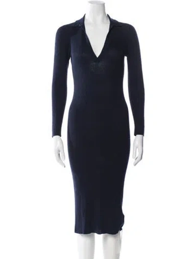 Pre-owned James Perse Linen Midi Length Dress In Blue