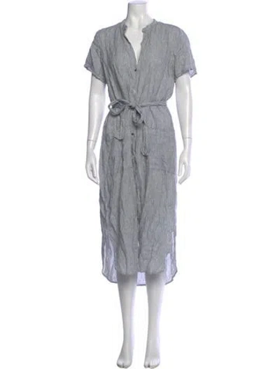 Pre-owned James Perse Linen Midi Length Dress In Blue