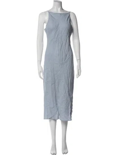Pre-owned James Perse Linen Midi Length Dress In Blue