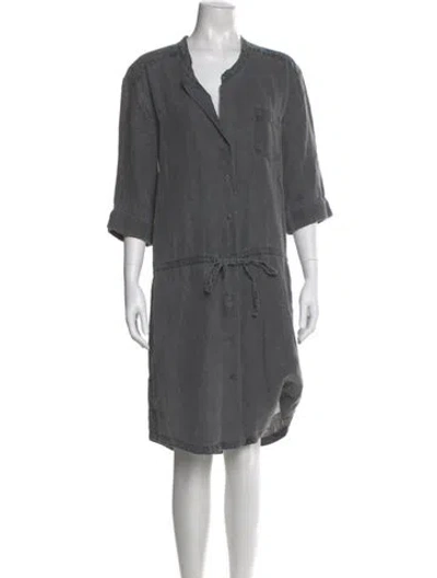 Pre-owned James Perse Linen Midi Length Dress In Gray