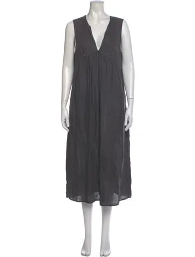 Pre-owned James Perse Linen Midi Length Dress In Gray
