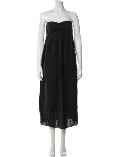 Pre-owned James Perse Linen Midi Length Dress In Gray