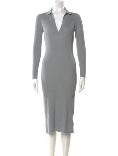 Pre-owned James Perse Linen Midi Length Dress In Gray