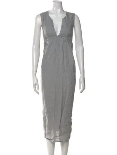 Pre-owned James Perse Linen Midi Length Dress In Gray