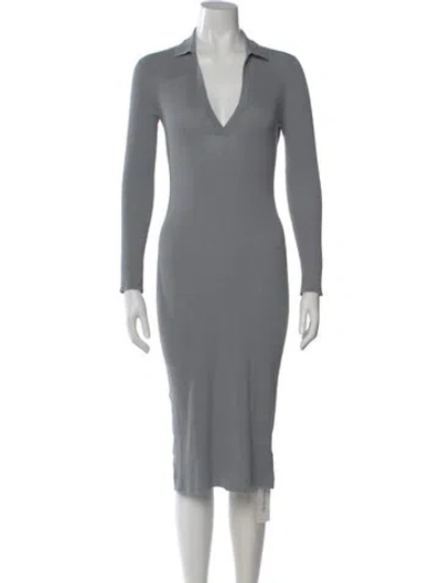 Pre-owned James Perse Linen Midi Length Dress In Gray