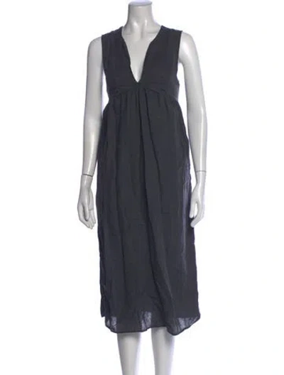 Pre-owned James Perse Linen Midi Length Dress In Gray