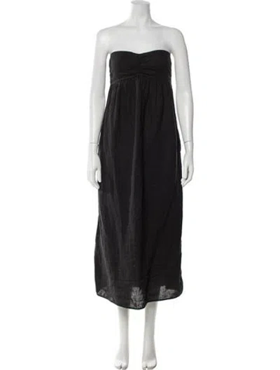 Pre-owned James Perse Linen Midi Length Dress In Grey