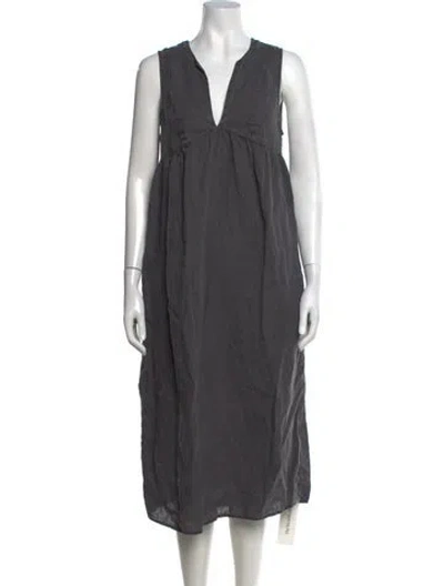 Pre-owned James Perse Linen Midi Length Dress In Grey
