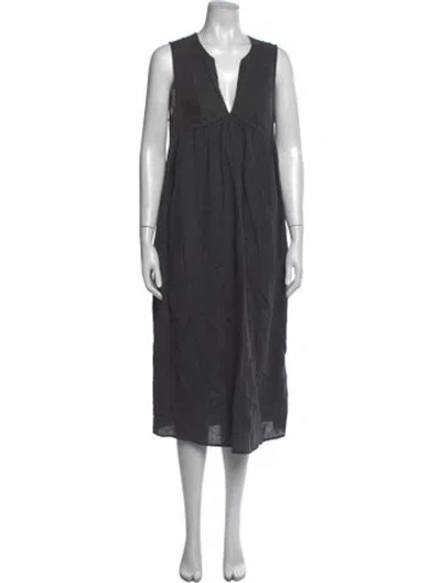Pre-owned James Perse Linen Midi Length Dress In Grey