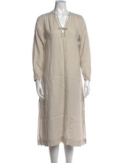 Pre-owned James Perse Linen Midi Length Dress In Neutrals