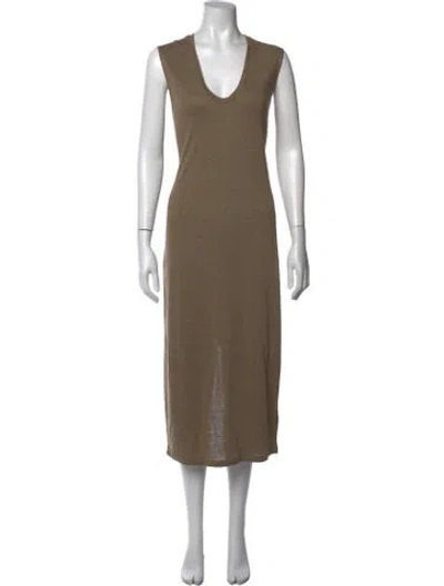 Pre-owned James Perse Linen Midi Length Dress In Neutrals