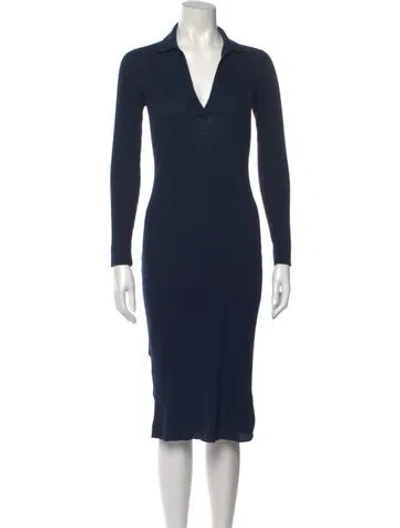 Pre-owned James Perse Linen Midi Length Dress W/ Tags In Blue