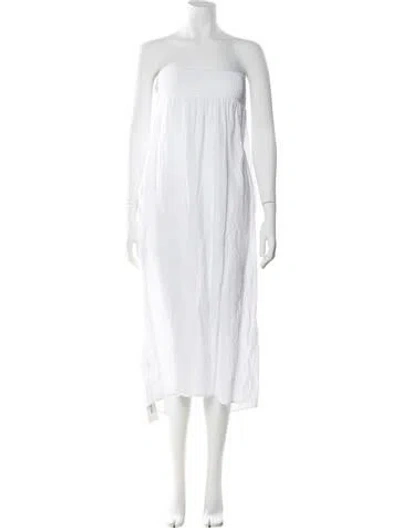 Pre-owned James Perse Linen Midi Length Dress In White