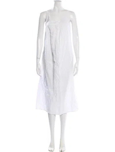 Pre-owned James Perse Linen Midi Length Dress In White