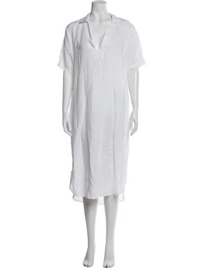 Pre-owned James Perse Linen Midi Length Dress In White
