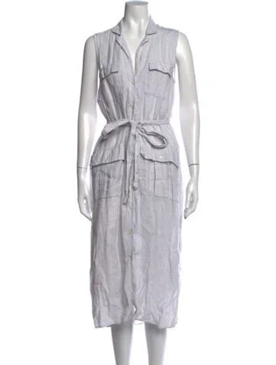 Pre-owned James Perse Linen Midi Length Dress In White
