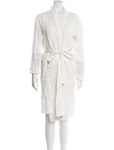 Pre-owned James Perse Linen Midi Length Dress In White