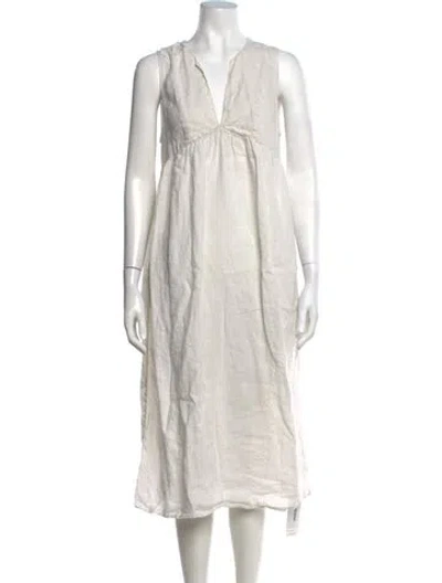 Pre-owned James Perse Linen Midi Length Dress In White