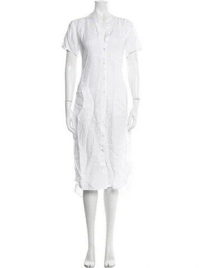 Pre-owned James Perse Linen Midi Length Dress In White