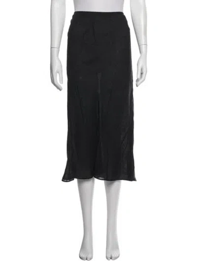 Pre-owned James Perse Linen Midi Length Skirt In Black