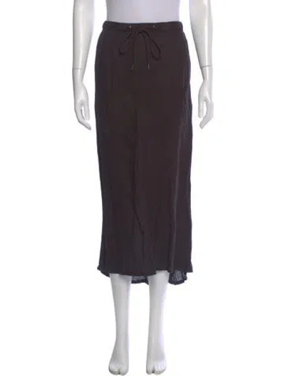 Pre-owned James Perse Linen Midi Length Skirt In Brown