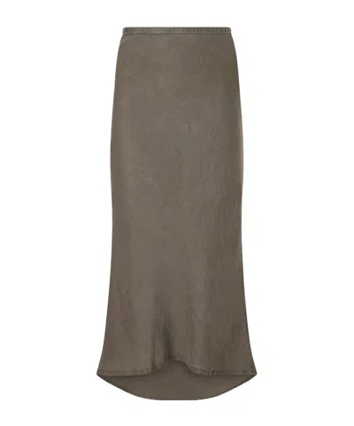 James Perse Linen Midi Skirt In Green