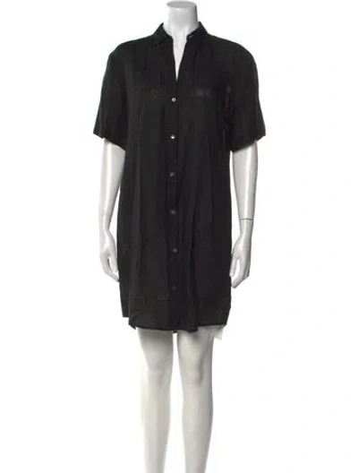 Pre-owned James Perse Linen Mini Dress In Black