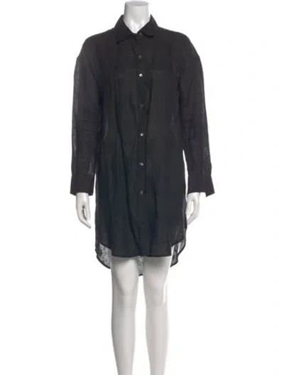 Pre-owned James Perse Linen Mini Dress In Black