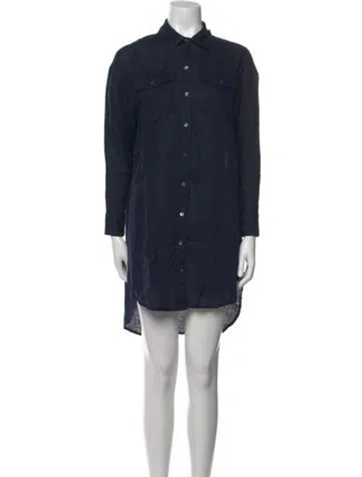 Pre-owned James Perse Linen Mini Dress In Blue