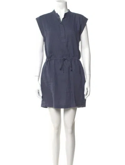 Pre-owned James Perse Linen Mini Dress In Blue
