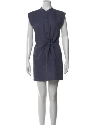 Pre-owned James Perse Linen Mini Dress In Blue