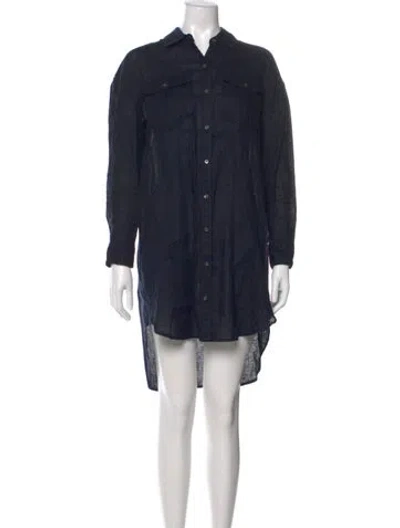 Pre-owned James Perse Linen Mini Dress In Blue