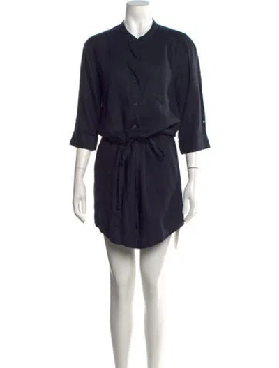 Pre-owned James Perse Linen Mini Dress In Blue