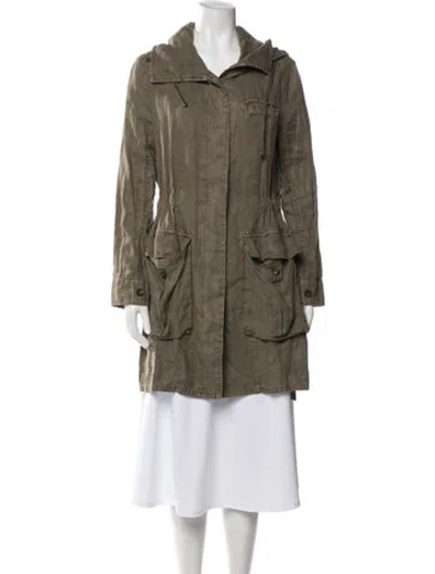 Pre-owned James Perse Linen Parka In Green