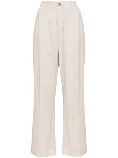 James Perse Linen Pleated Trousers In Neutrals