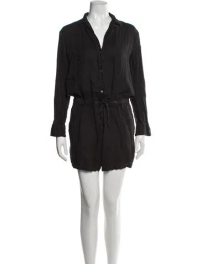 Pre-owned James Perse Linen Romper In Black