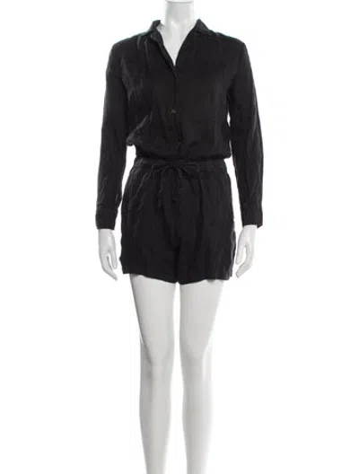 Pre-owned James Perse Linen Romper In Black