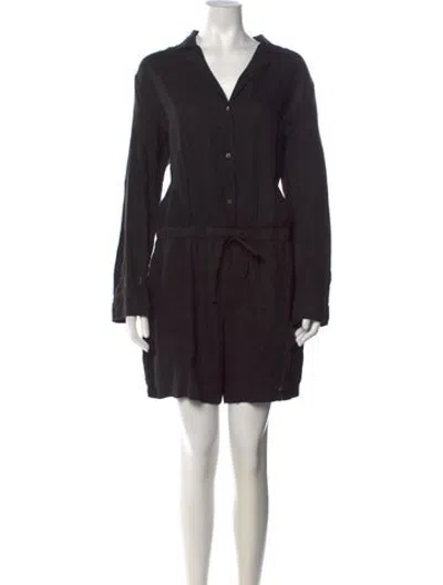 Pre-owned James Perse Linen Romper W/ Tags In Black