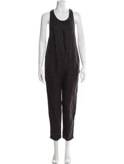 Pre-owned James Perse Linen Scoop Neck Jumpsuit In Black