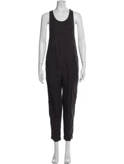 Pre-owned James Perse Linen Scoop Neck Jumpsuit In Black
