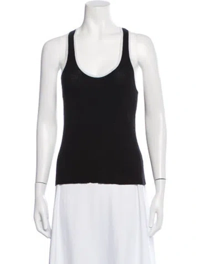 Pre-owned James Perse Linen Scoop Neck Sweater In Black