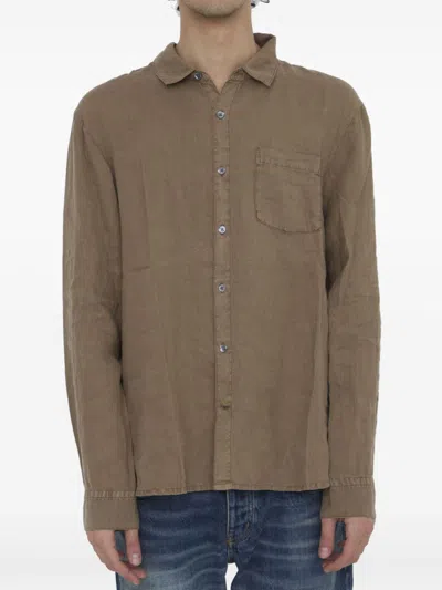 James Perse Linen Long-sleeves Shirt In Brown