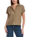 James Perse Short Sleeve Linen Button-up Shirt In Brown