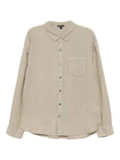 James Perse Linen Shirt In Brown