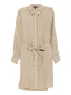 James Perse Linen Shirt Dress In Green