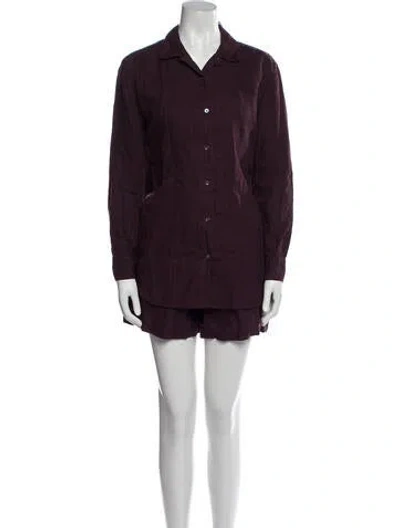 Pre-owned James Perse Linen Short Set W/ Tags In Burgundy