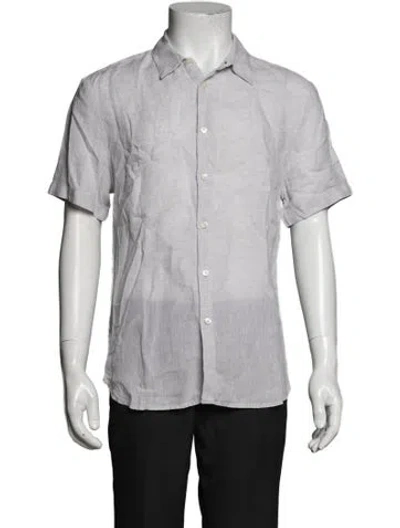 Pre-owned James Perse Linen Short Sleeve Shirt In Grey